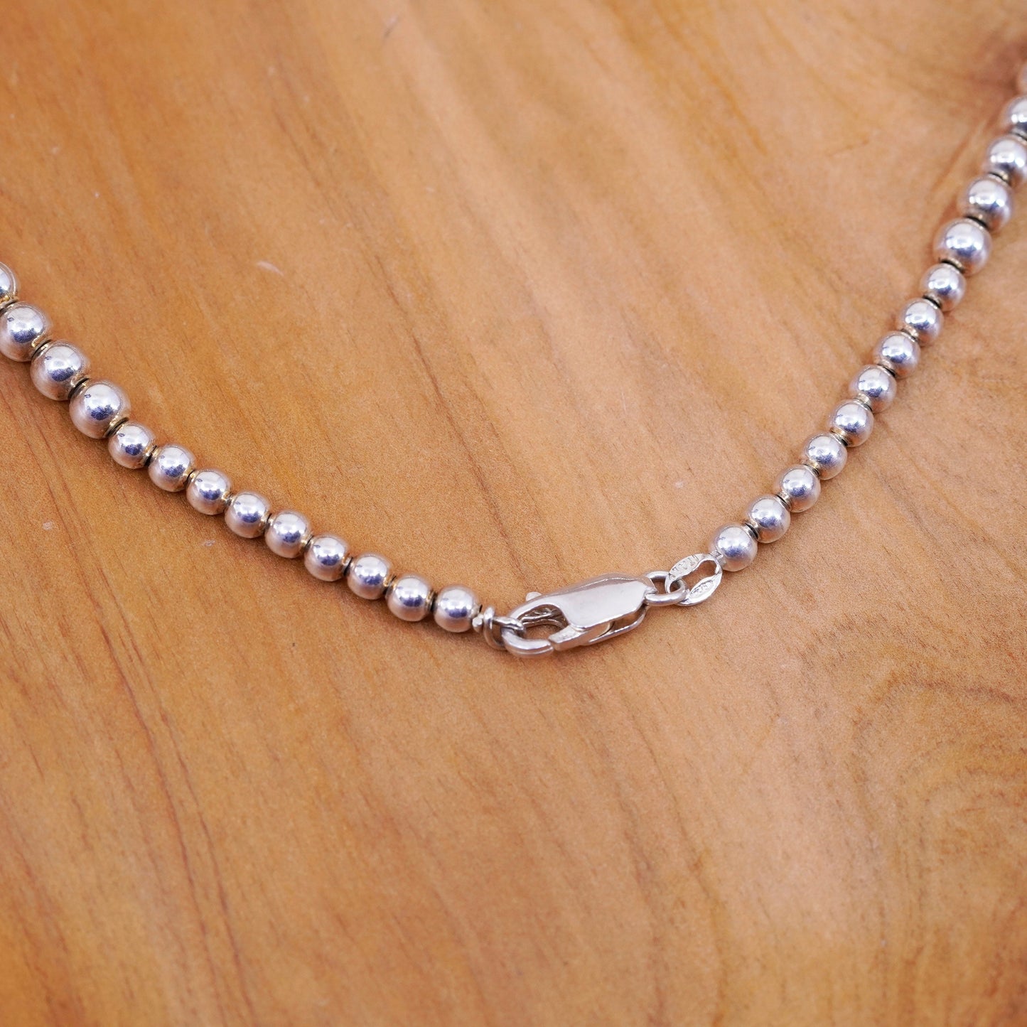 16”, vintage Sterling silver handmade necklace, 925 graduated bead chain