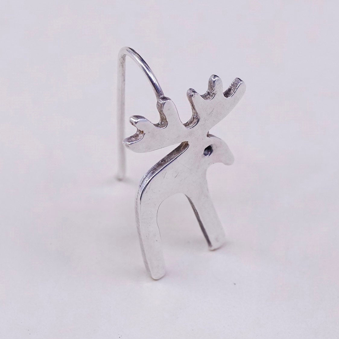 Native American Sterling silver handmade earrings, 925 elk, Stamped sterling