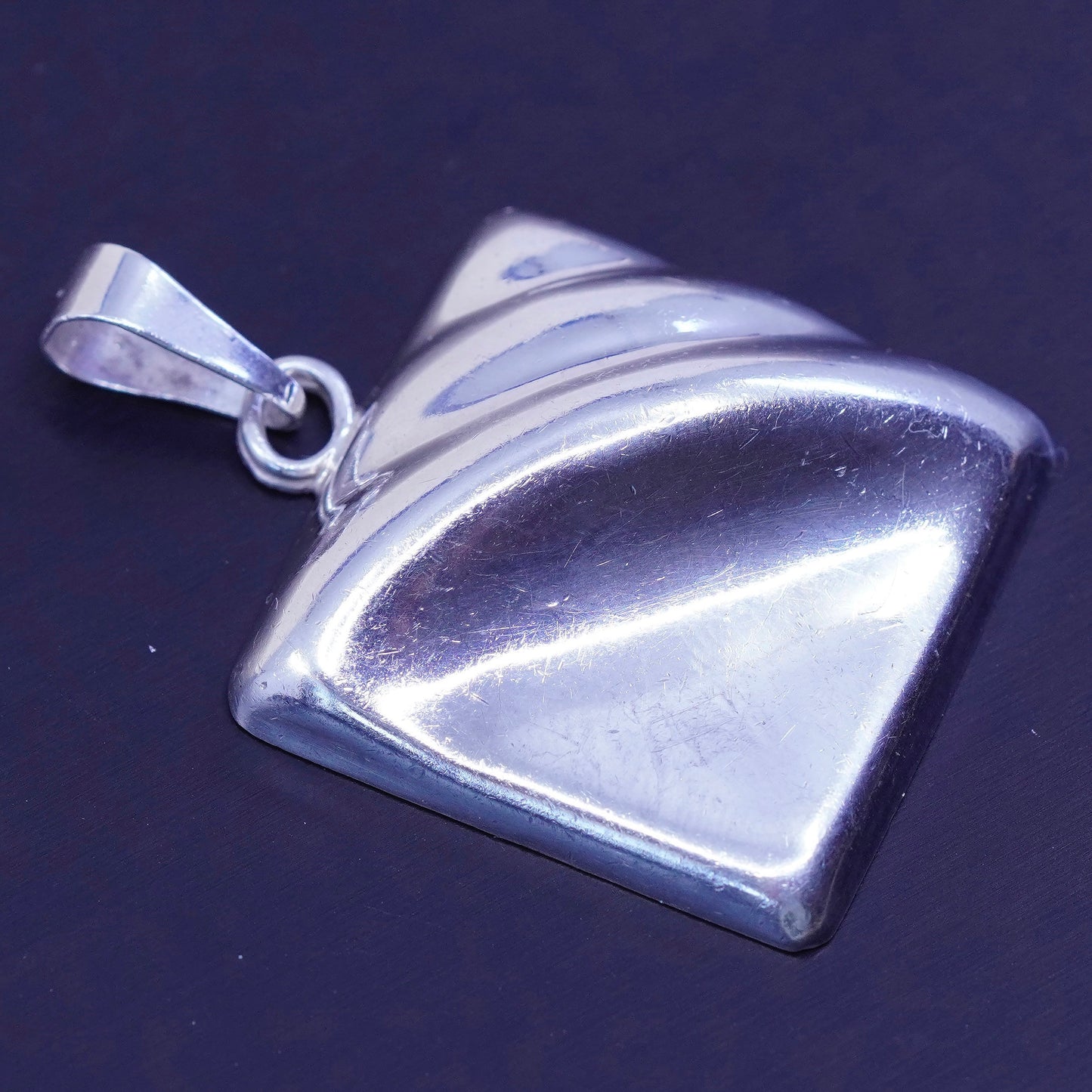 Antique Hecho En Mexico Sterling silver charm, square ribbed 925 modern pendant