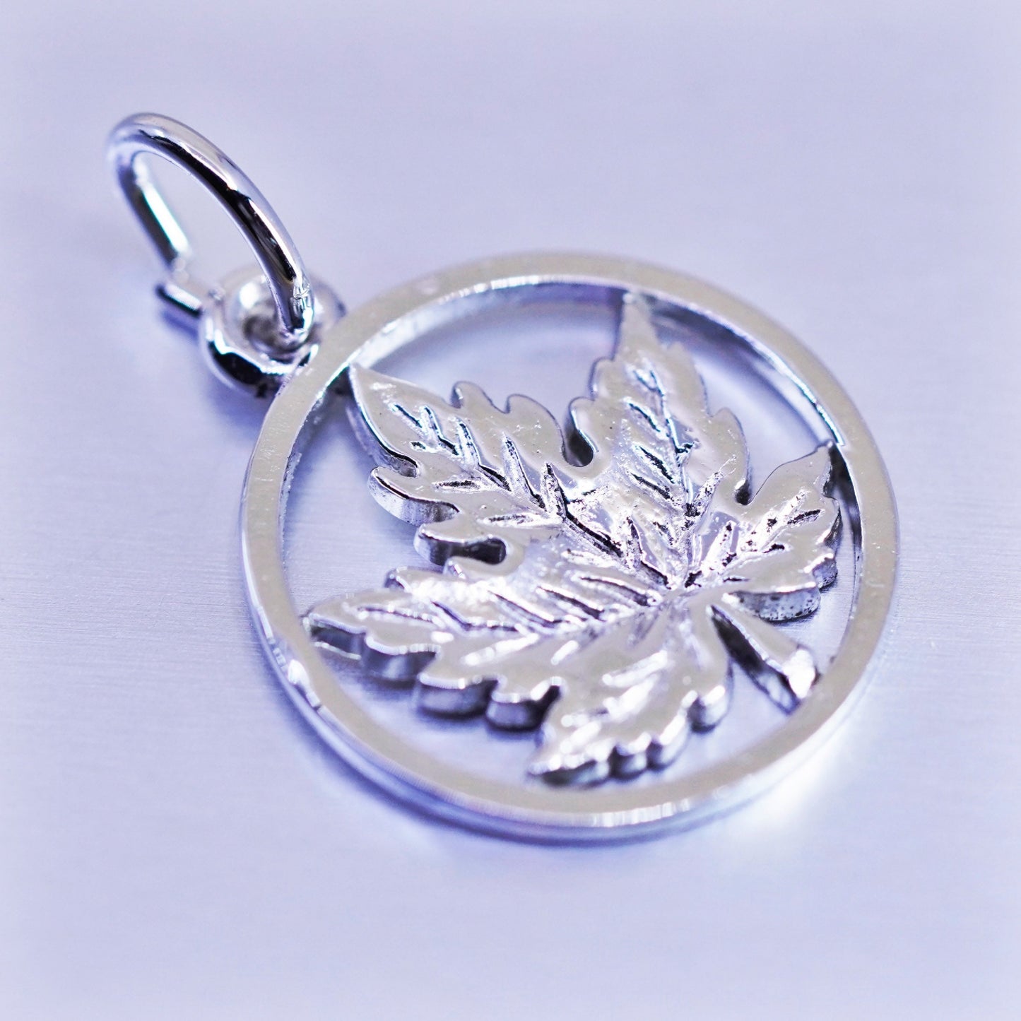 antique sterling 925 silver handmade maple leaf pendant