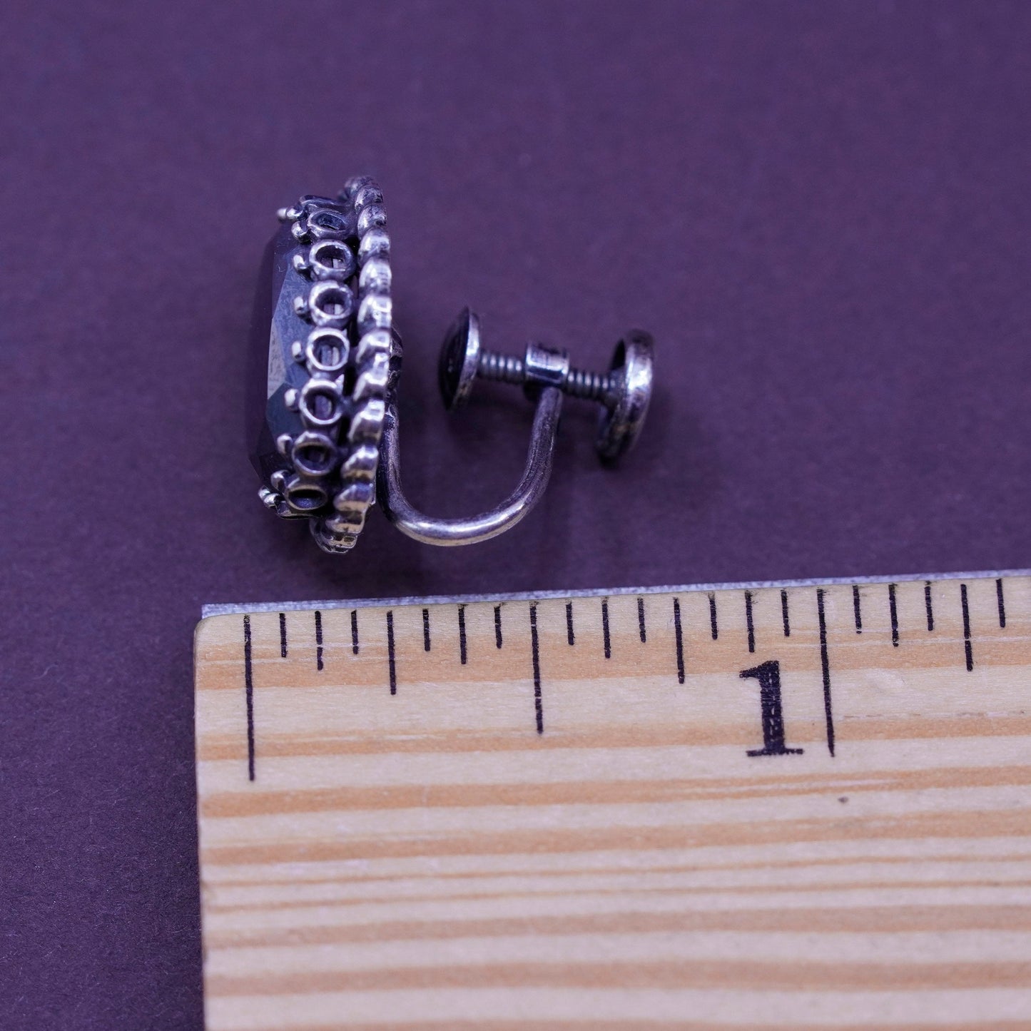 Vintage danecraft Sterling silver handmade earrings, 925 screw back hematite