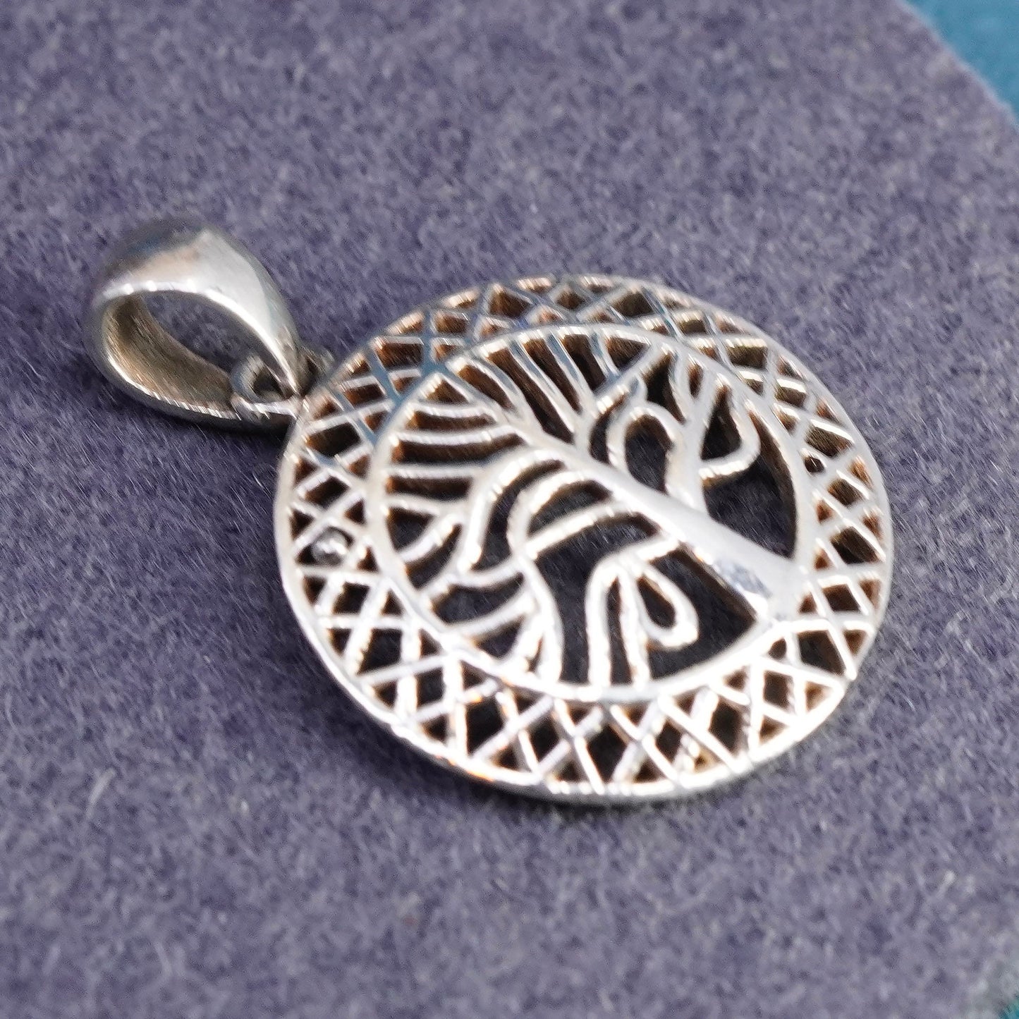 Irish Sterling silver handmade pendant, 925 filigree tree charm