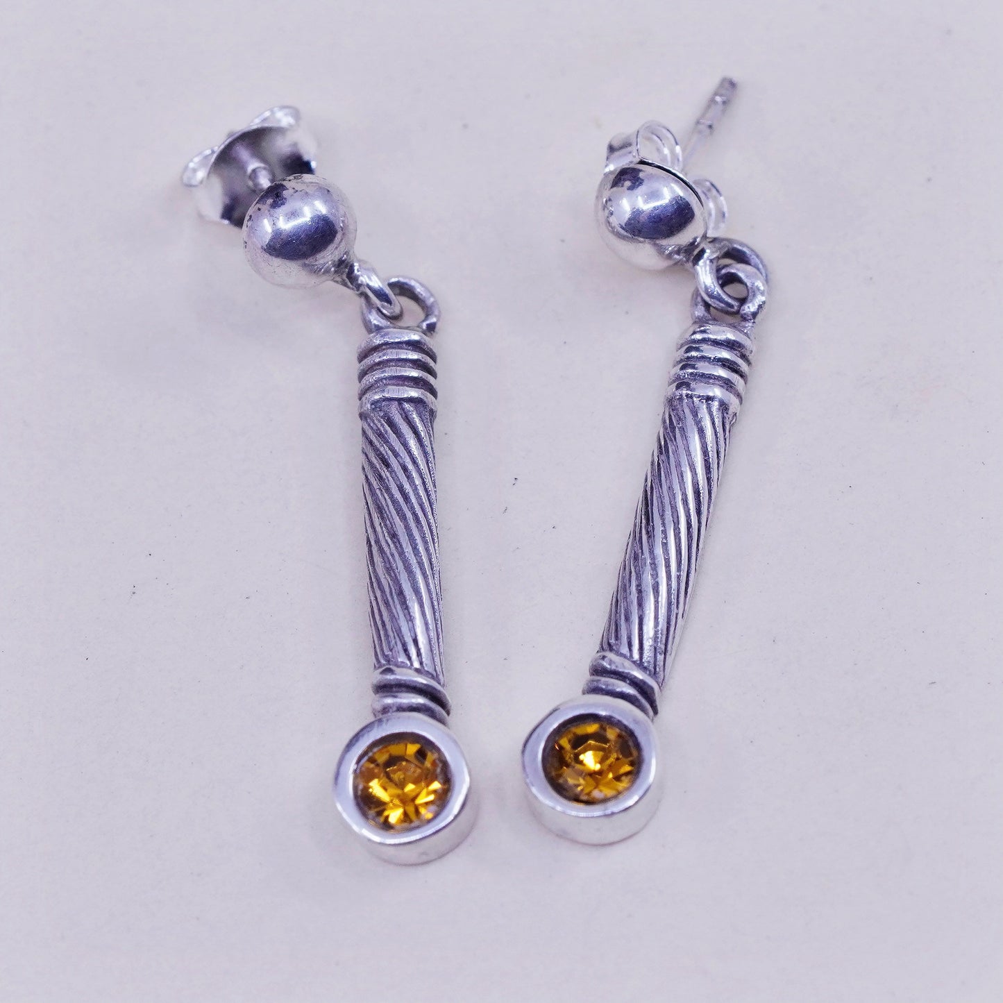 Vintage Sterling 925 silver handmade earrings with citrine