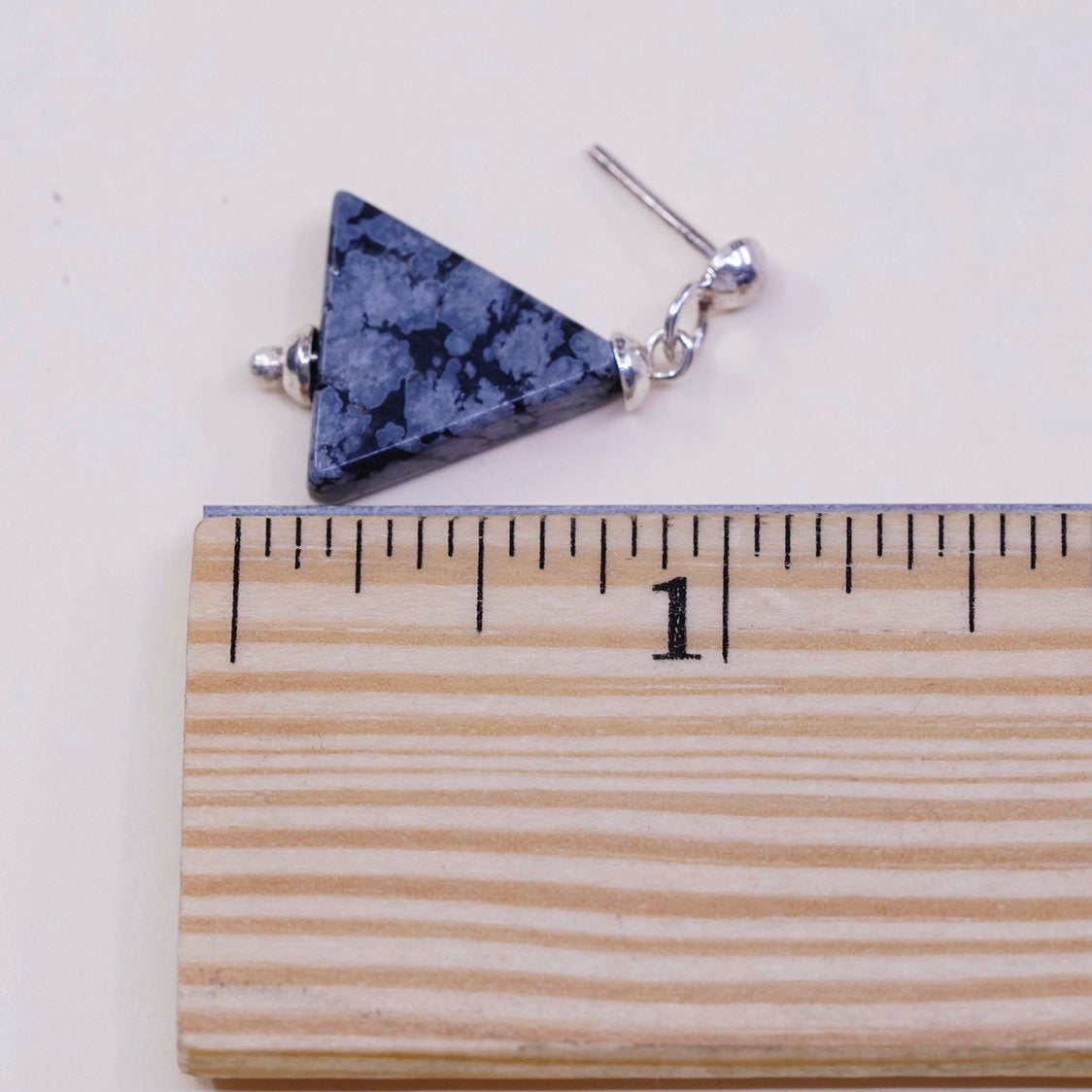 vtg Sterling silver handmade earrings, 925 w/ triangular jasper drops