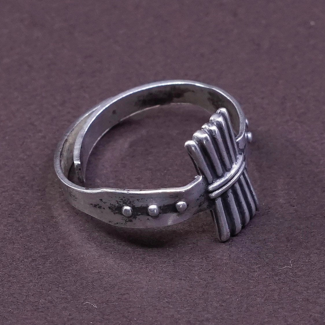 Size adjustable, vtg Sterling silver handmade ring, 925 band