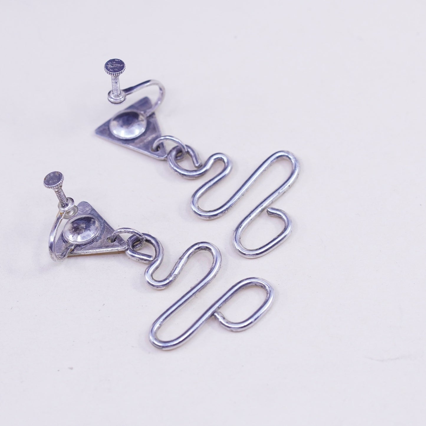 Vintage Sterling silver handmade earrings, 925 whirl screw back earrings