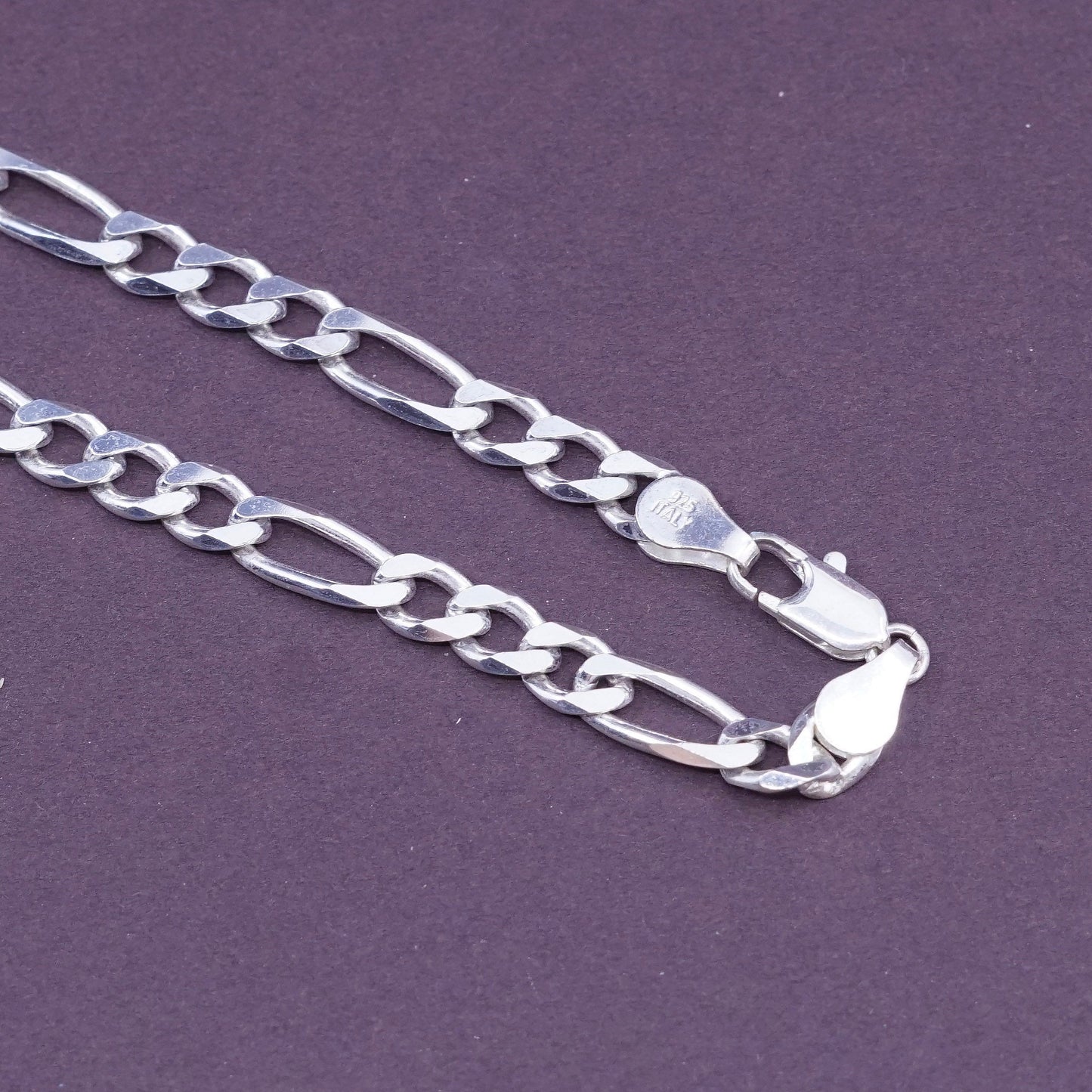 20”, 5mm, Sterling silver figaro chain, solid Italy 925 silver necklace