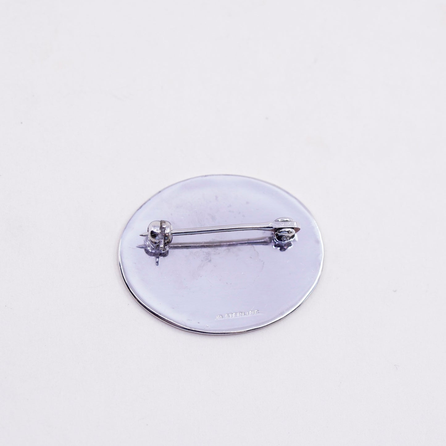 Vintage sterling silver handmade brooch, 925 blank tag pin, modern