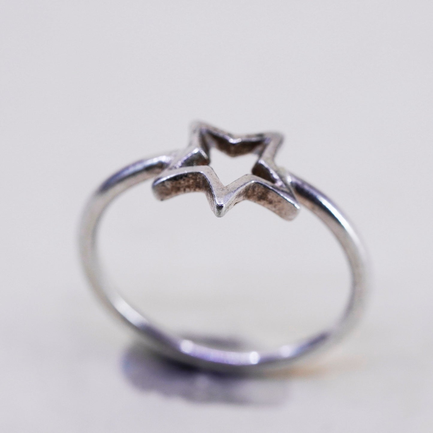 Size 7, vintage Sterling silver handmade ring, 925 star band