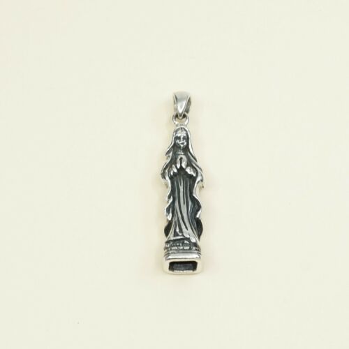 Vintage Sterling 925 Silver Handmade Pendant, Virgin Mary Shaped Pendant