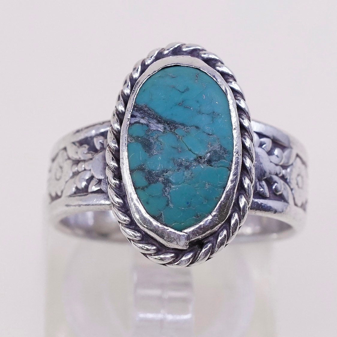 sz 7, Native American sterling silver ring, handmade 925 ring w/ turquoise