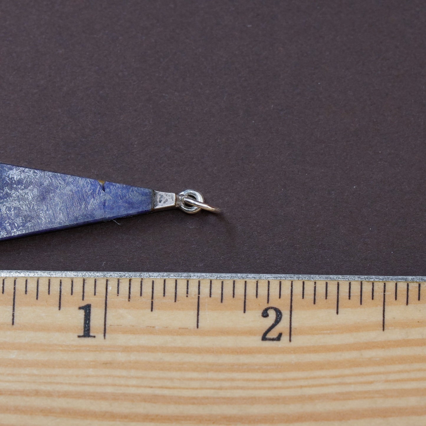 Vintage handmade Sterling 925 silver sodalite triangular pendant