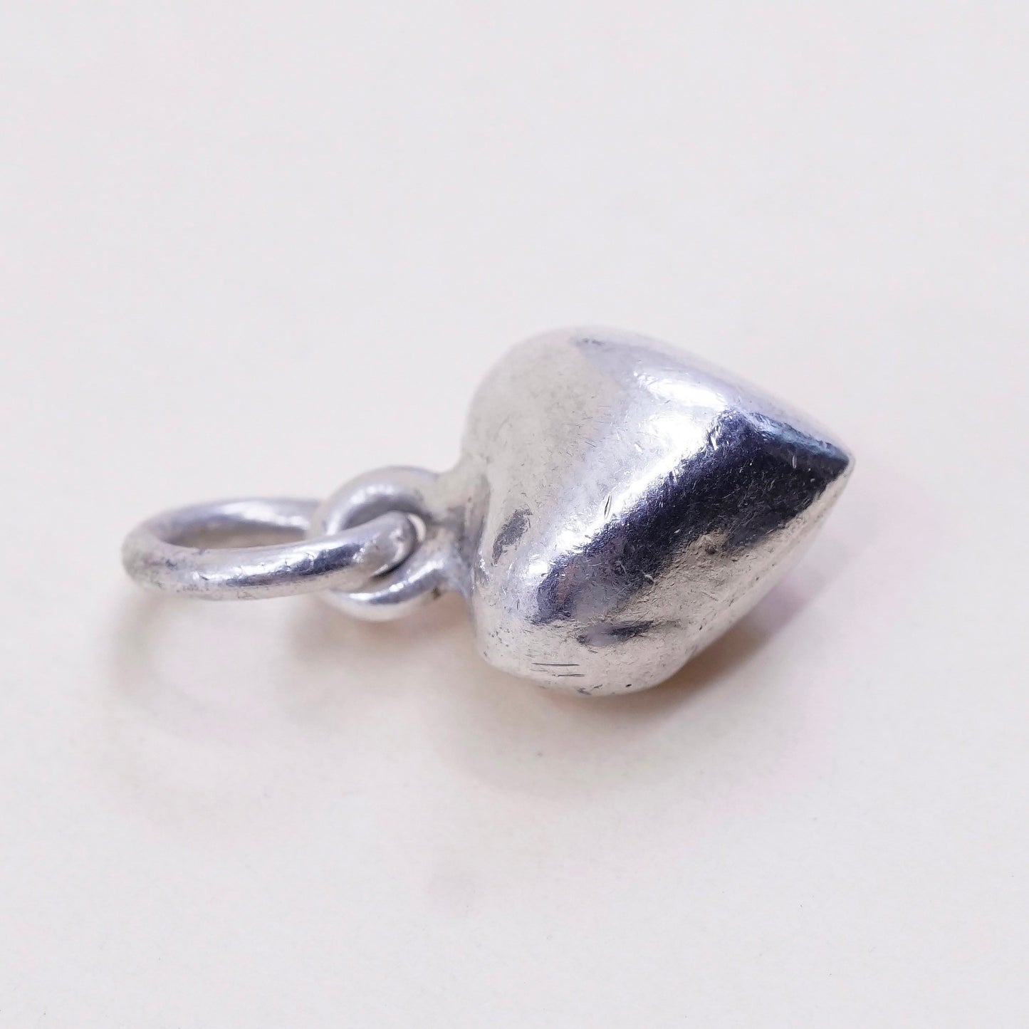 Vintage sterling silver heart shaped charm, 925 silver charm pendant