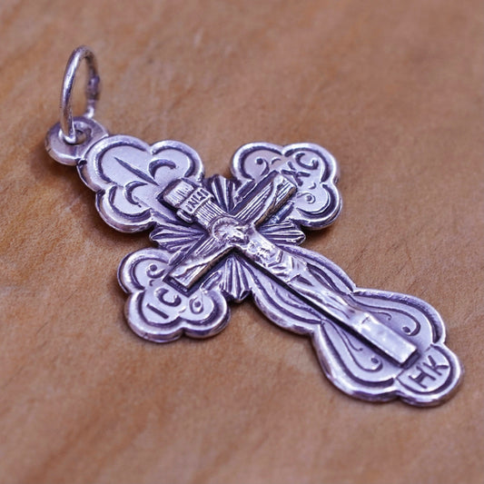 Vintage Sterling silver handmade pendant, 925 Jesus cross