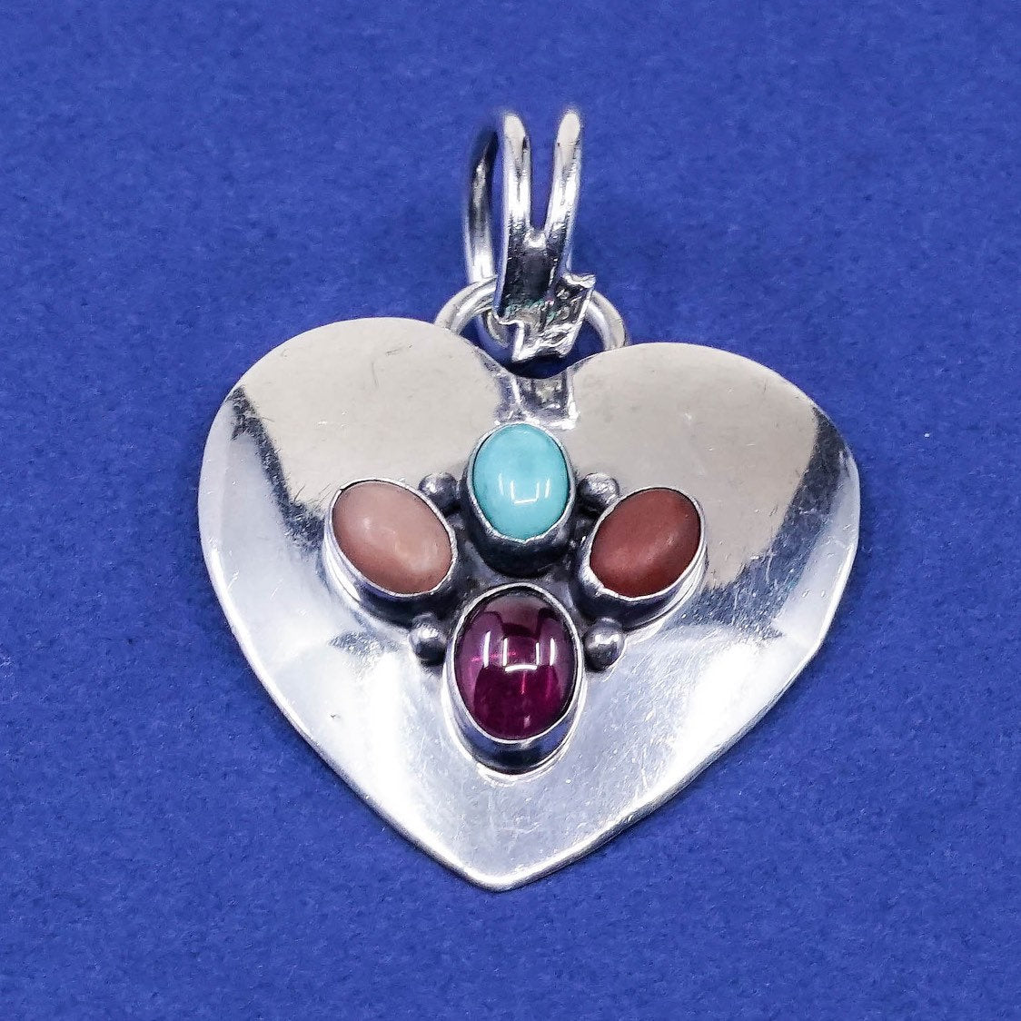 DTR southwestern Sterling silver handmade, 925 pendant w/ turquoise coral