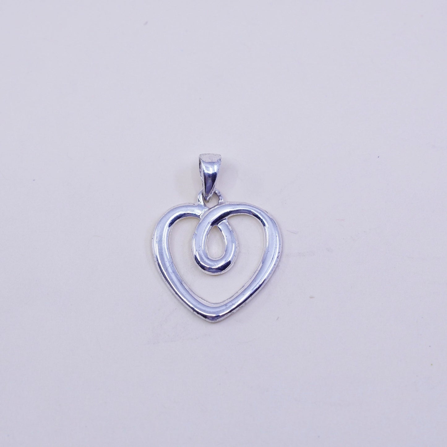 Vintage sterling silver handmade pendant, 925 heart