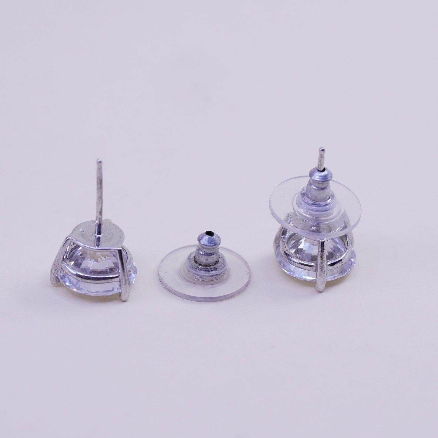 10mm, Vintage sterling silver genuine cz studs, fashion minimalist earrings