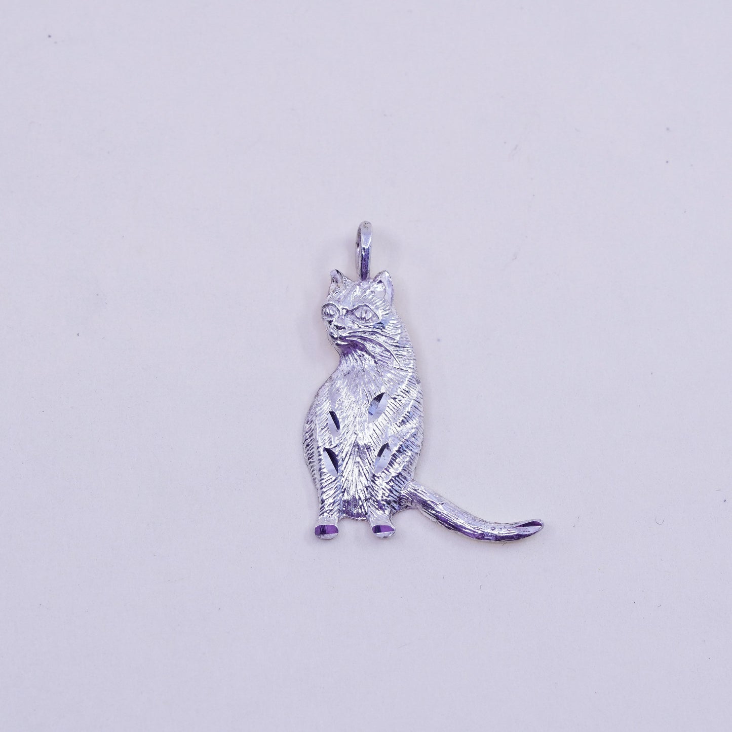 Vintage Sterling silver handmade pendant, 925 kitty cat