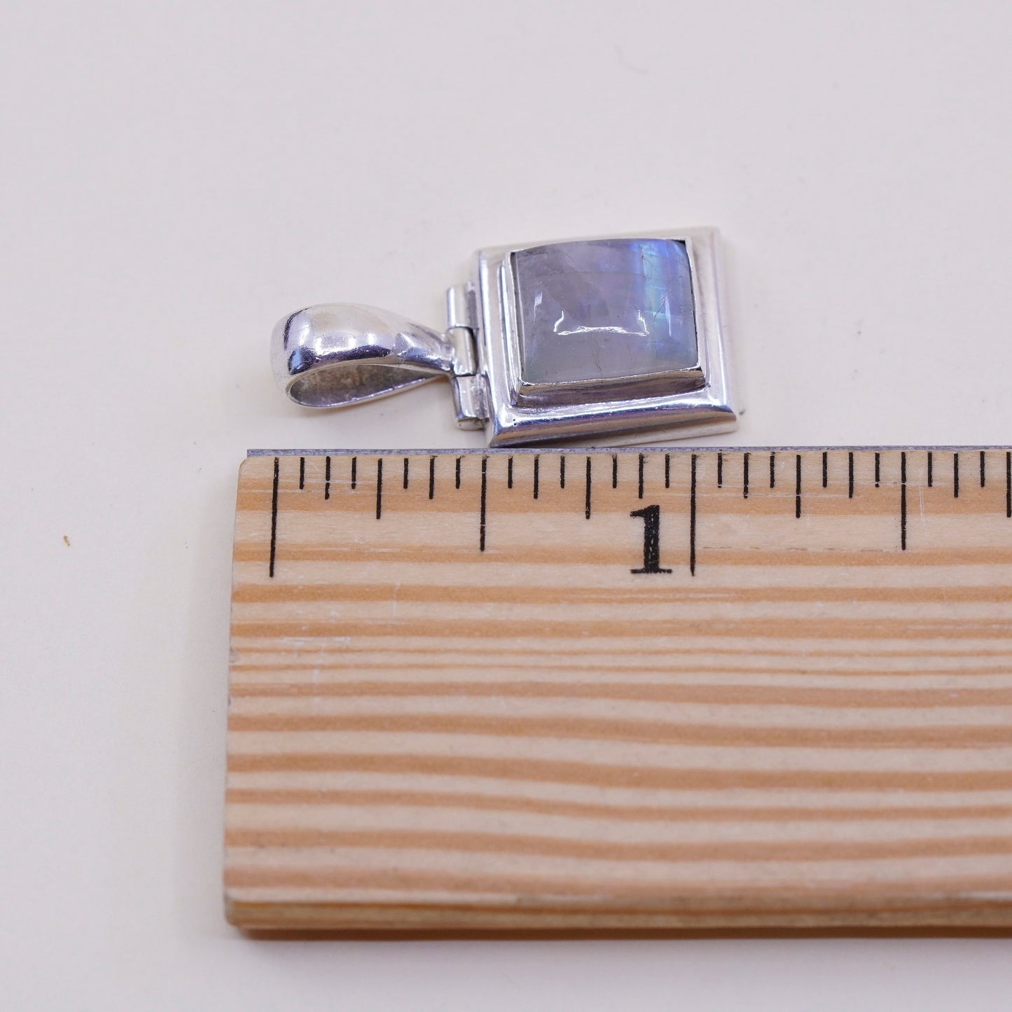 Vintage Sterling 925 silver handmade pendant with square moonstone