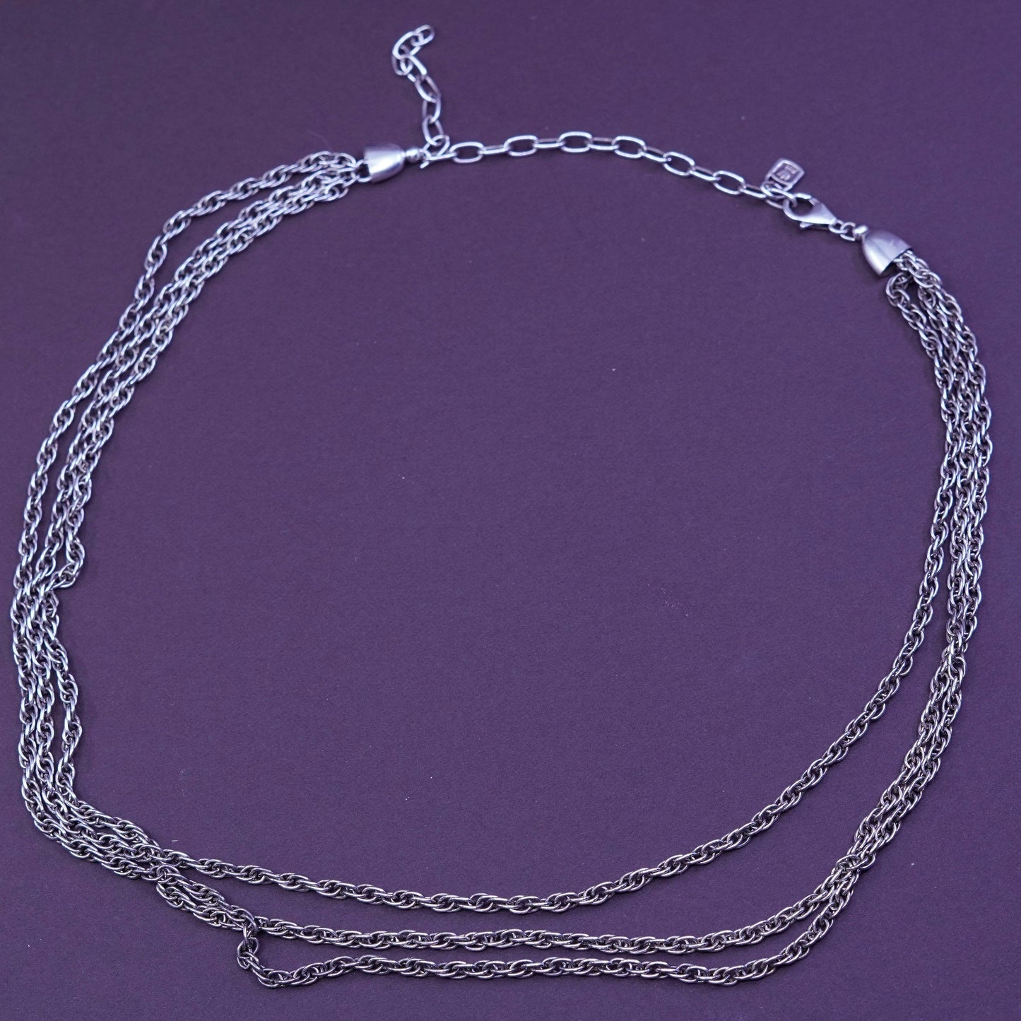 16+4” 3mm, vintage USA 999 fine silver necklace, multi strands Singapore chain