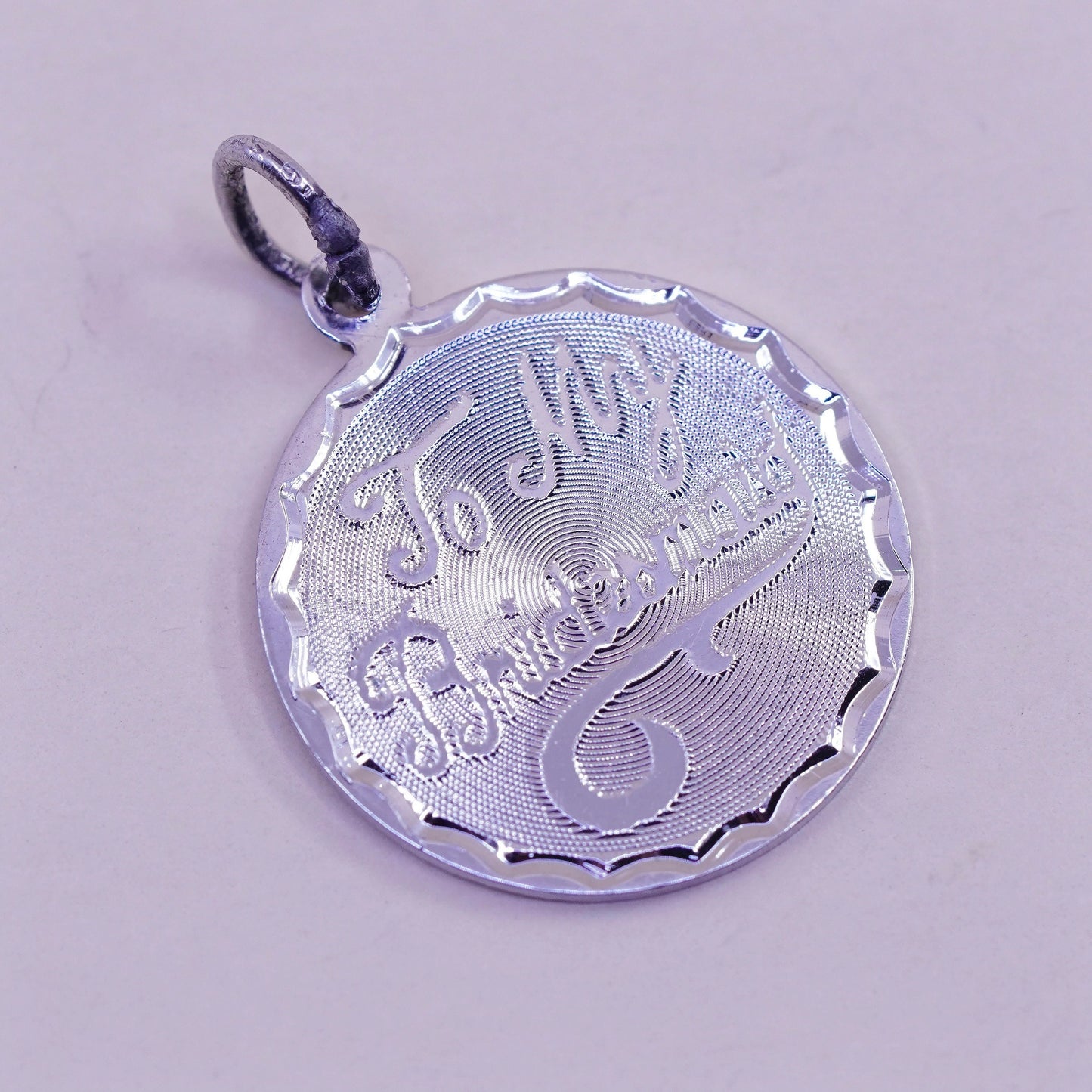 Vintage sterling silver handmade pendant, 925 bridesmaid tag charm