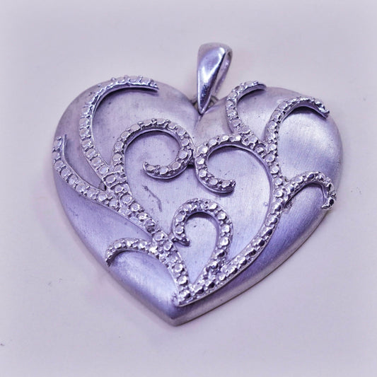 ralph lauren sterling silver handmade pendant, 925 heart with swirly