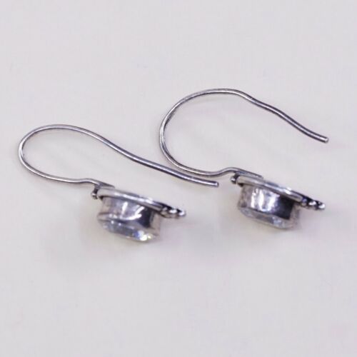 Vtg Sterling silver Handmade earrings w/ Clear Cz Drop Details, Stamped 925