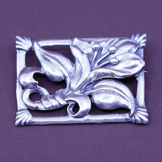 Vintage southwestern handmade sterling 925 silver lily flower brooch