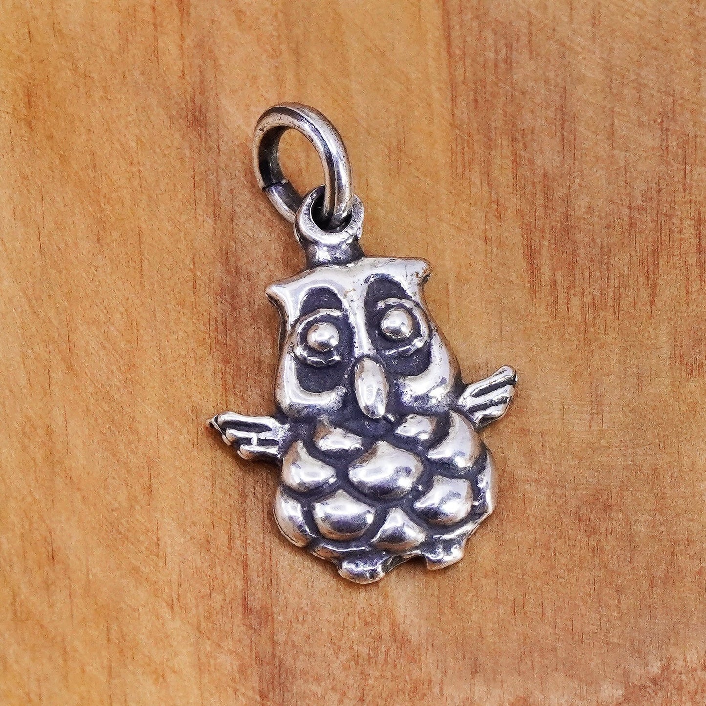 Vintage Sterling silver handmade pendant, 925 owl bird charm