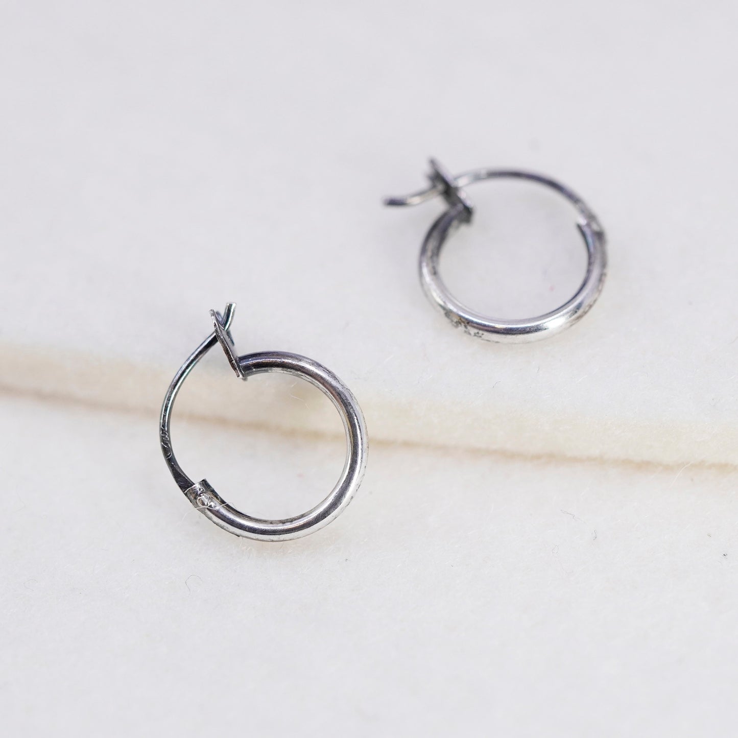 10mm, vintage Sterling silver handmade earrings, 925 hoops