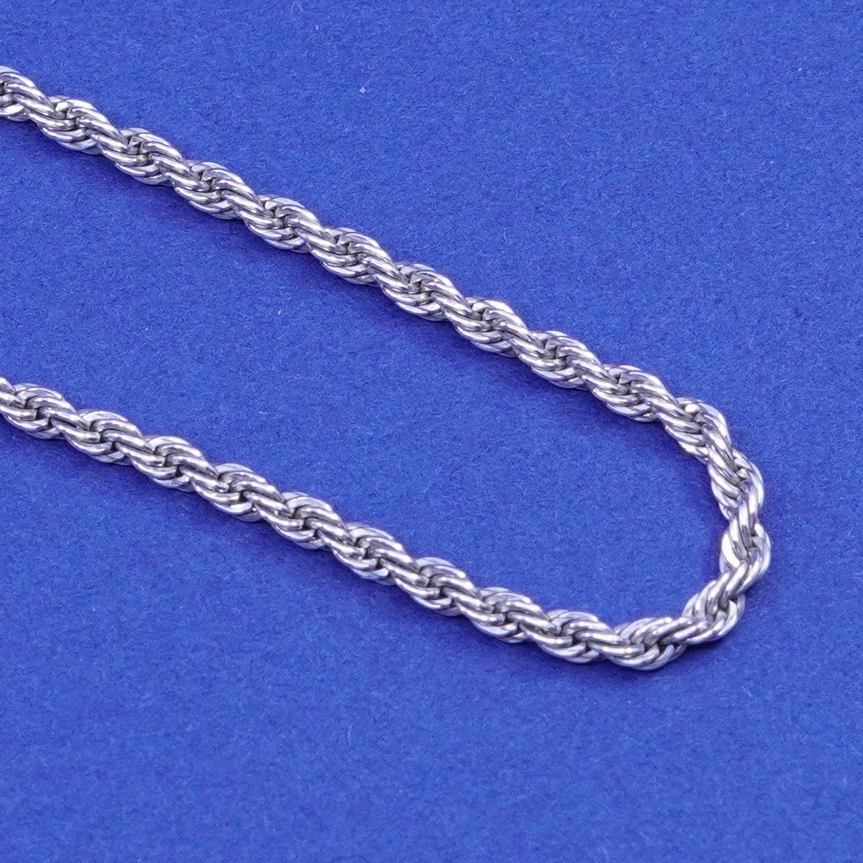 30”, 2mm, vintage Sterling silver handmade necklace, 925 French rope chain