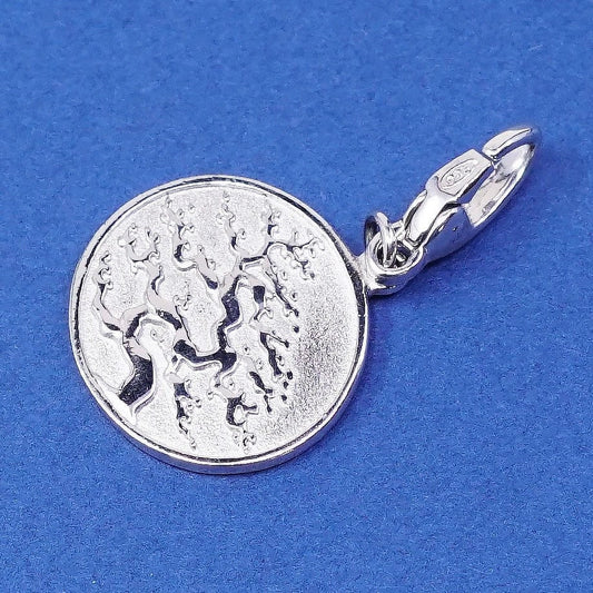 WJ Sterling silver handmade pendant, 925 tag charm with tree
