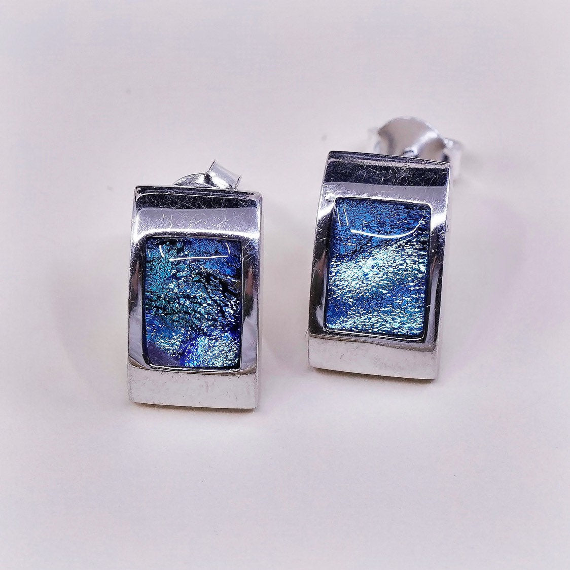 sarah's hope jewelry, sterling 925 silver earrings w/ Foiled glass