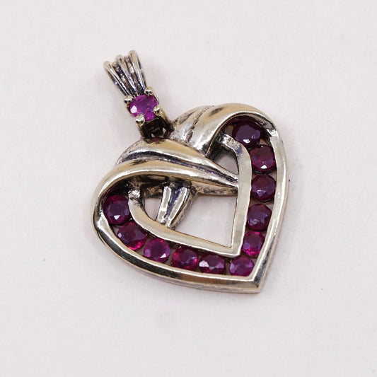 Vermeil Gold over sterling silver pendant, 925 heart with ruby