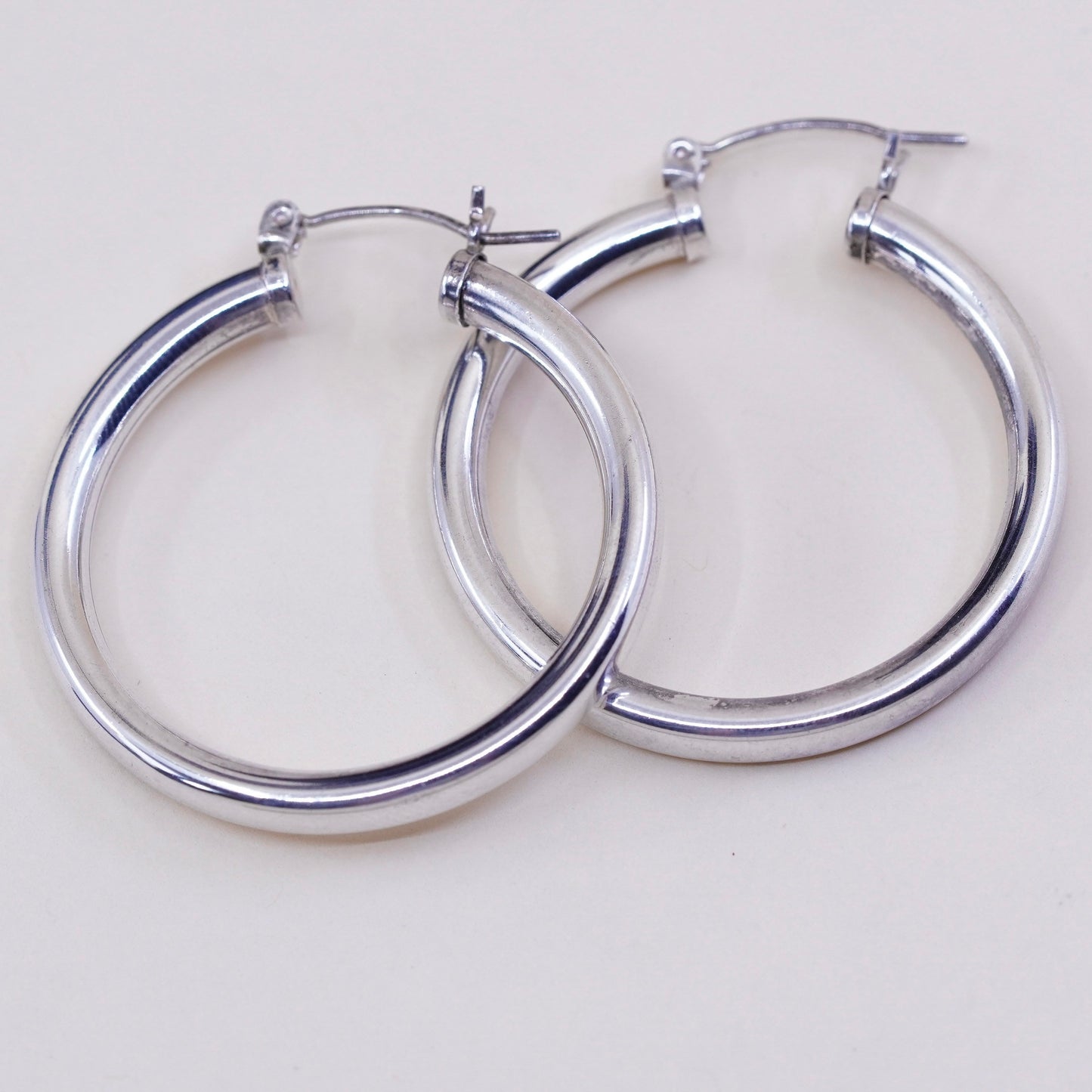 1.25”, Vintage sterling silver loop earrings, minimalist primitive hoops