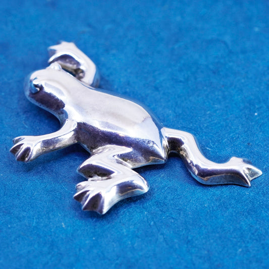 Vintages Zina sterling silver handmade brooch, 925 frog pendant