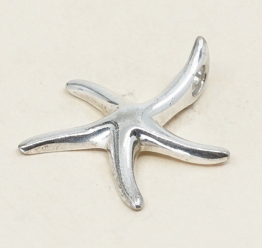 VTG Sterling silver handmade pendant, solid 925 starfish, stamped 925 SU