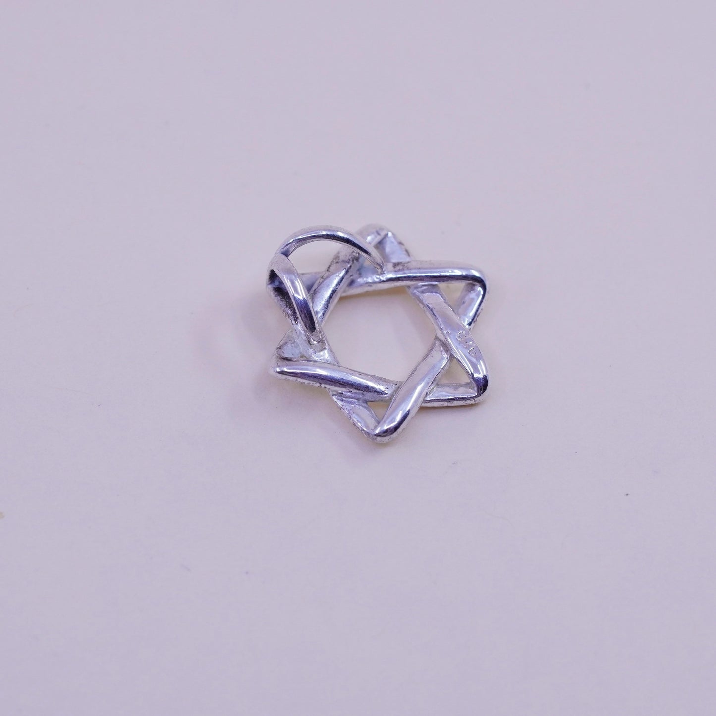 Vintage Sterling silver handmade pendant, 925 hexagram