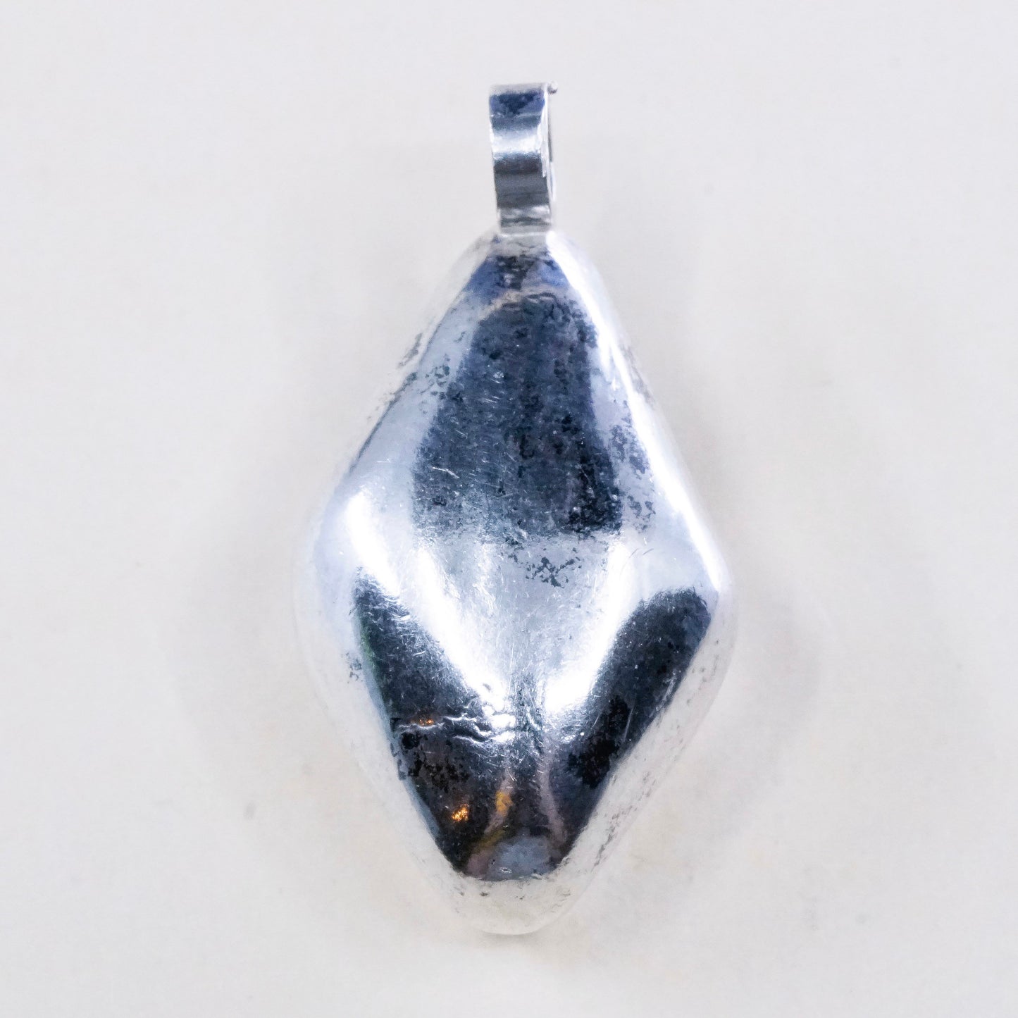 vintage sterling silver handmade pendant, pocket 925 teardrop charm