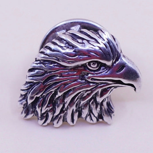 Vintage Mexico sterling silver handmade brooch, 925 bird Eagle head pin