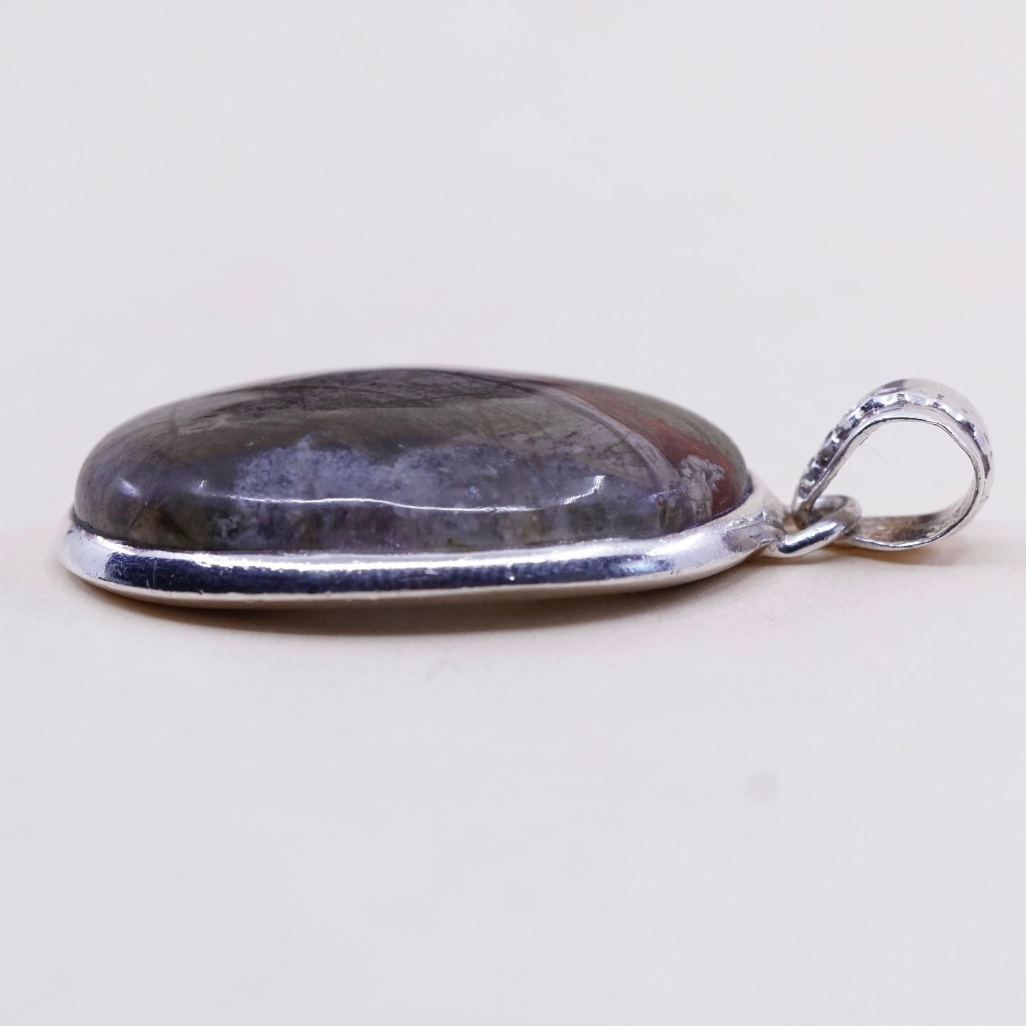 Vintage sterling silver handmade pendant, 925 with unique pattern agate