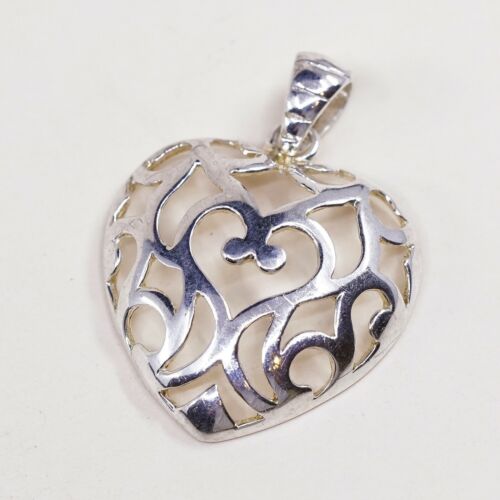 Vintage Italy Milor Sterling Silver Handmade Pendant, 925 Bali Heart