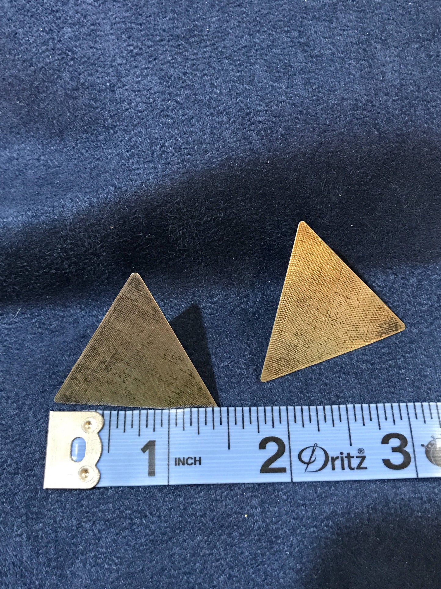 vtg Sterling silver handmade earrings, 925 triangular studs, stamped Mexico 925