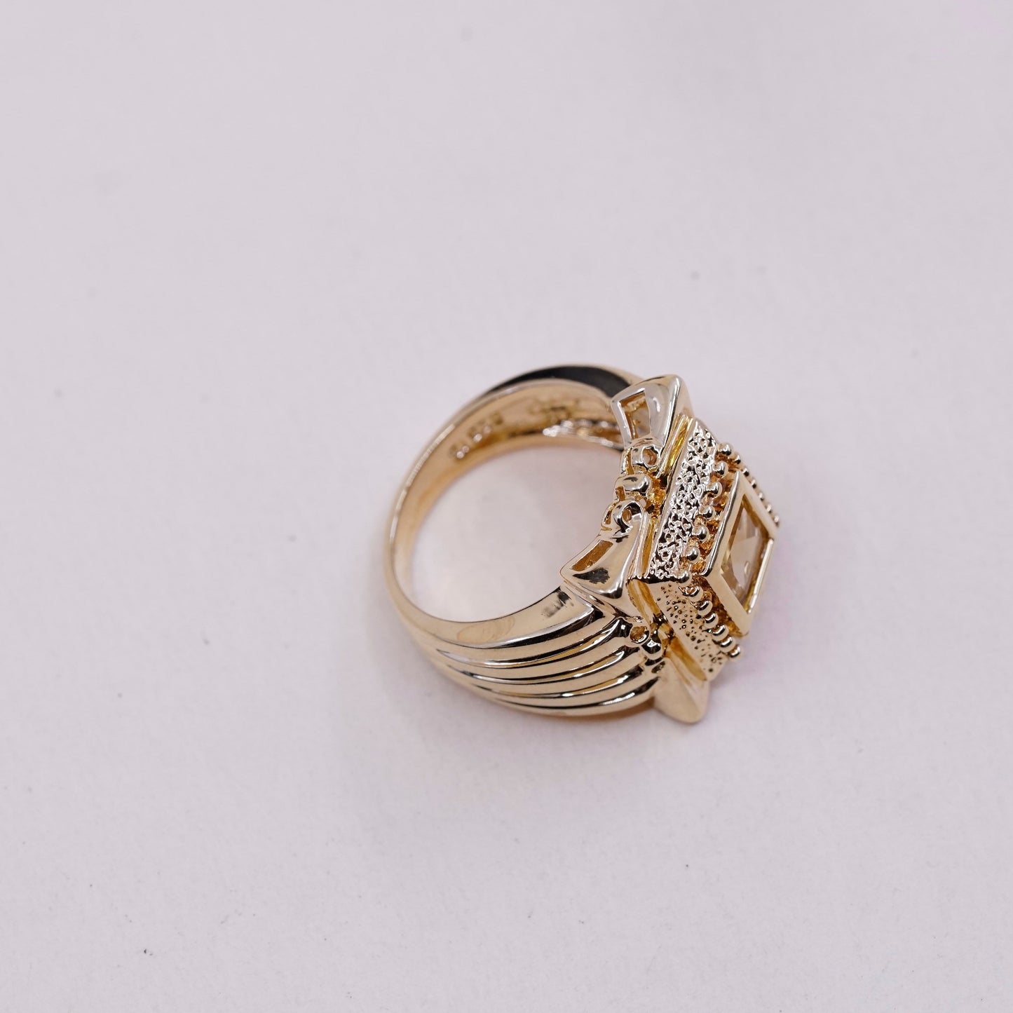 sz 6, vermeil gold over sterling silver citrine 925 statement cocktail ring