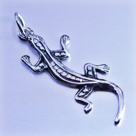 antique sterling 925 silver lizard charm pendant