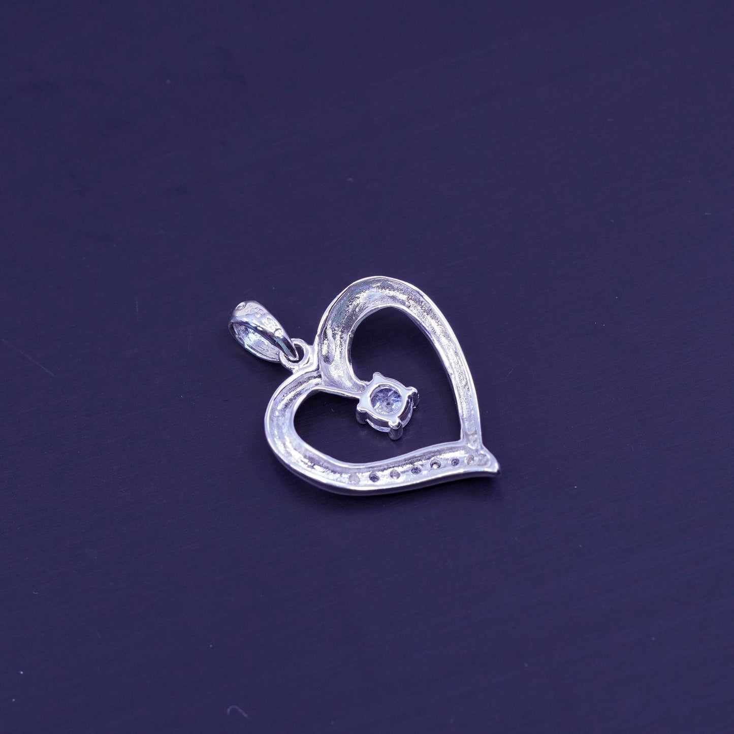 antique Sai sterling 925 silver heart pendant with Cz