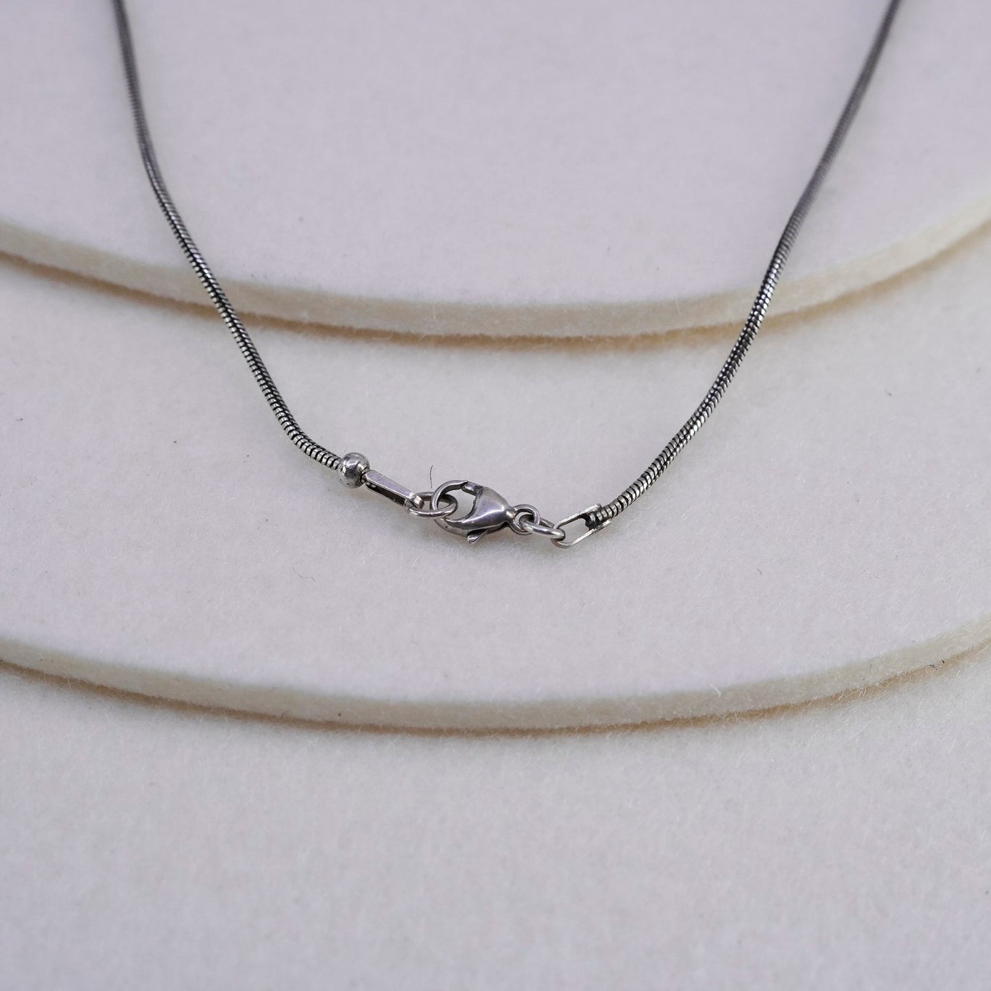 16”, Sterling 925 silver handmade snake necklace with sea washed nugget pendant