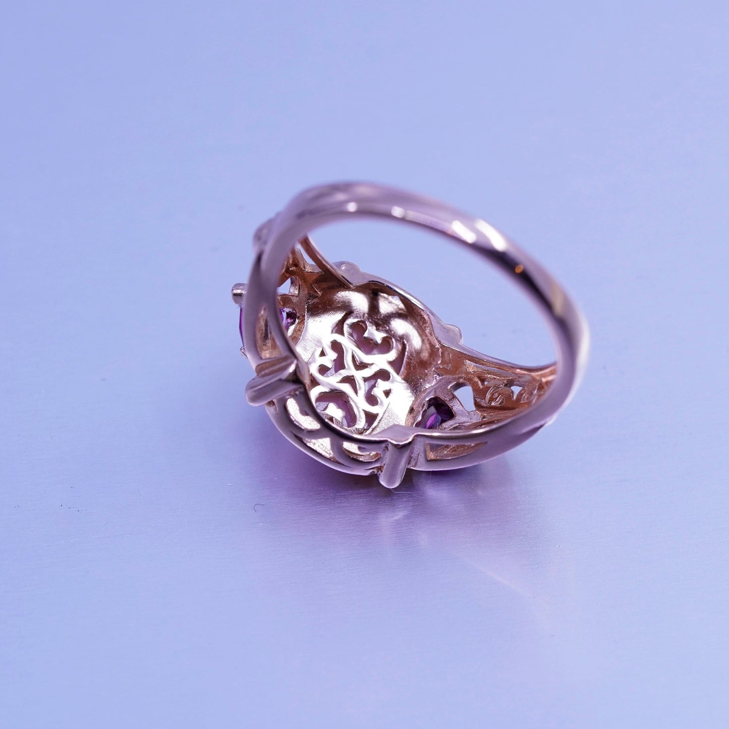 Size 10, DBJ vermeil rose gold over Sterling 925 silver band ring quartz heart