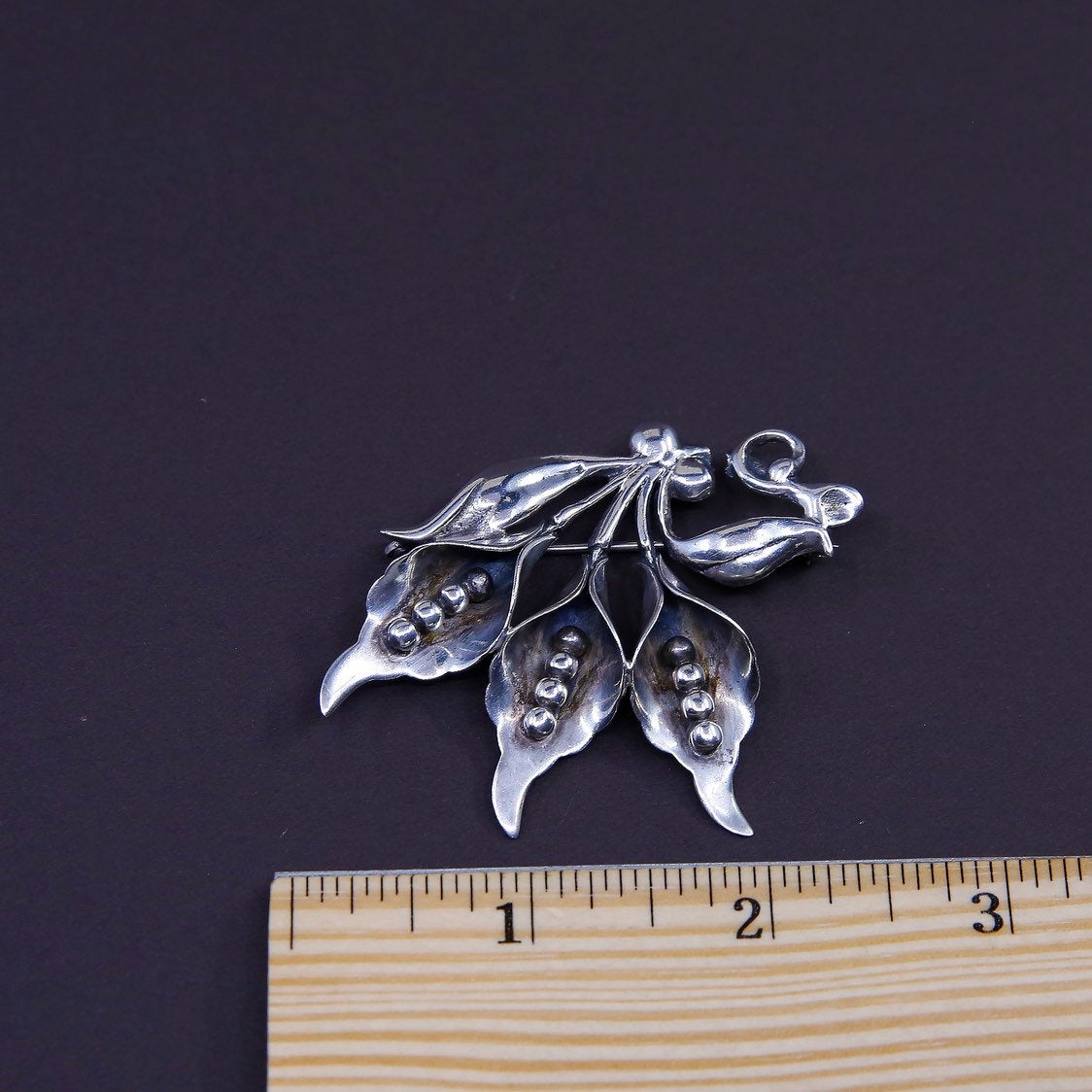 vtg meixco handmade sterling 925 silver lily flower shaped brooch