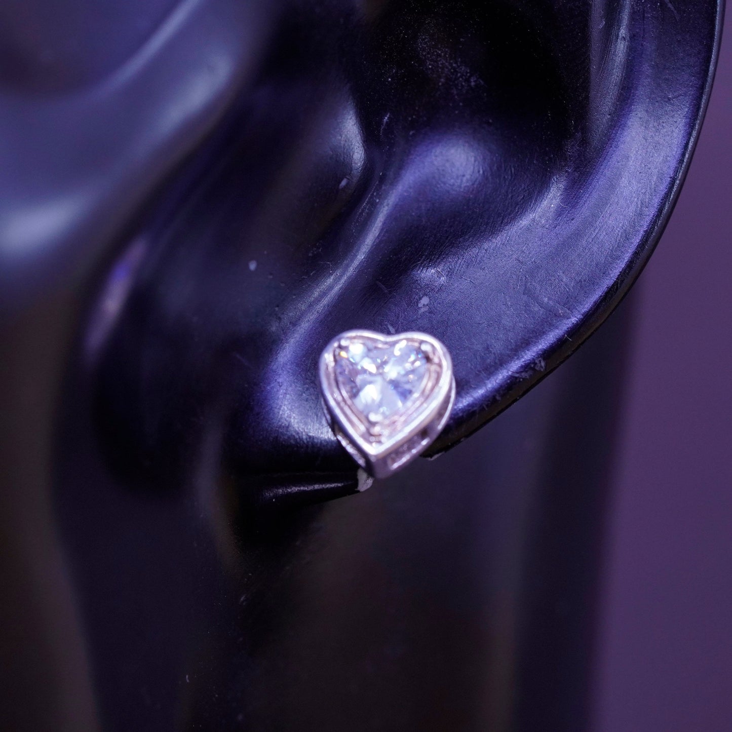 vintage Sterling 925 silver heart studs, earrings